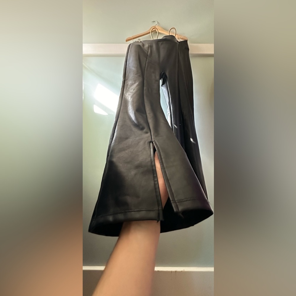 Abercrombie •Vegan Leather Flare Pants •size LG